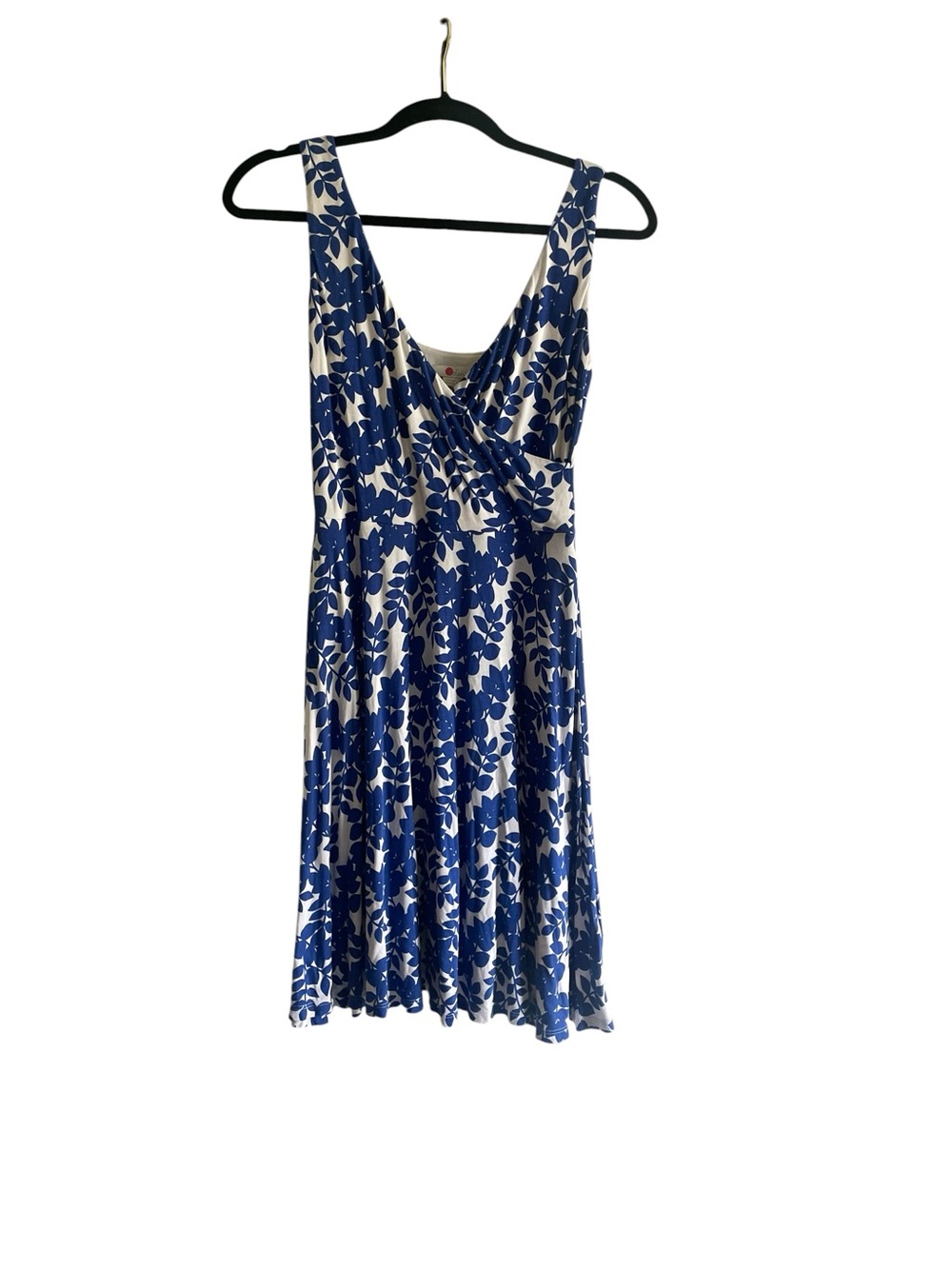 Boden Willa Floral Jersey Knit Dress Petite 6 Blue White Summer Fit & Flare